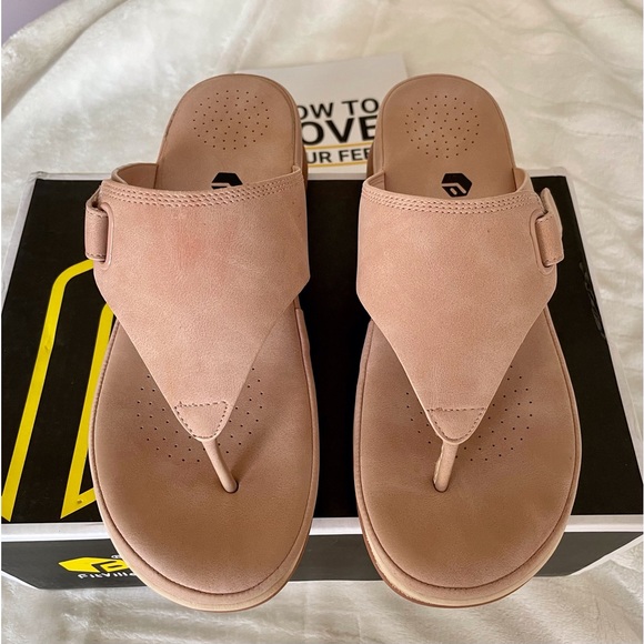 Fit Ville Nude/Pink Suede Flip Flops - Picture 5 of 10